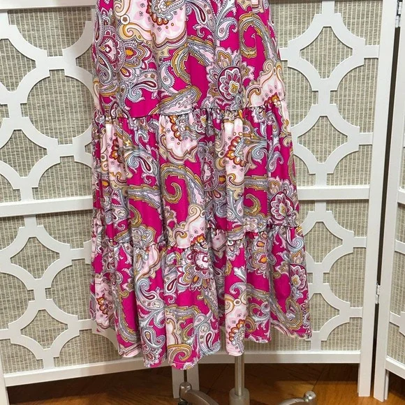 Jude Connally Libby Midi Dress Womens XS Paisley Tiered Short Sleeve Jude Cloth - Picture 3 of 10